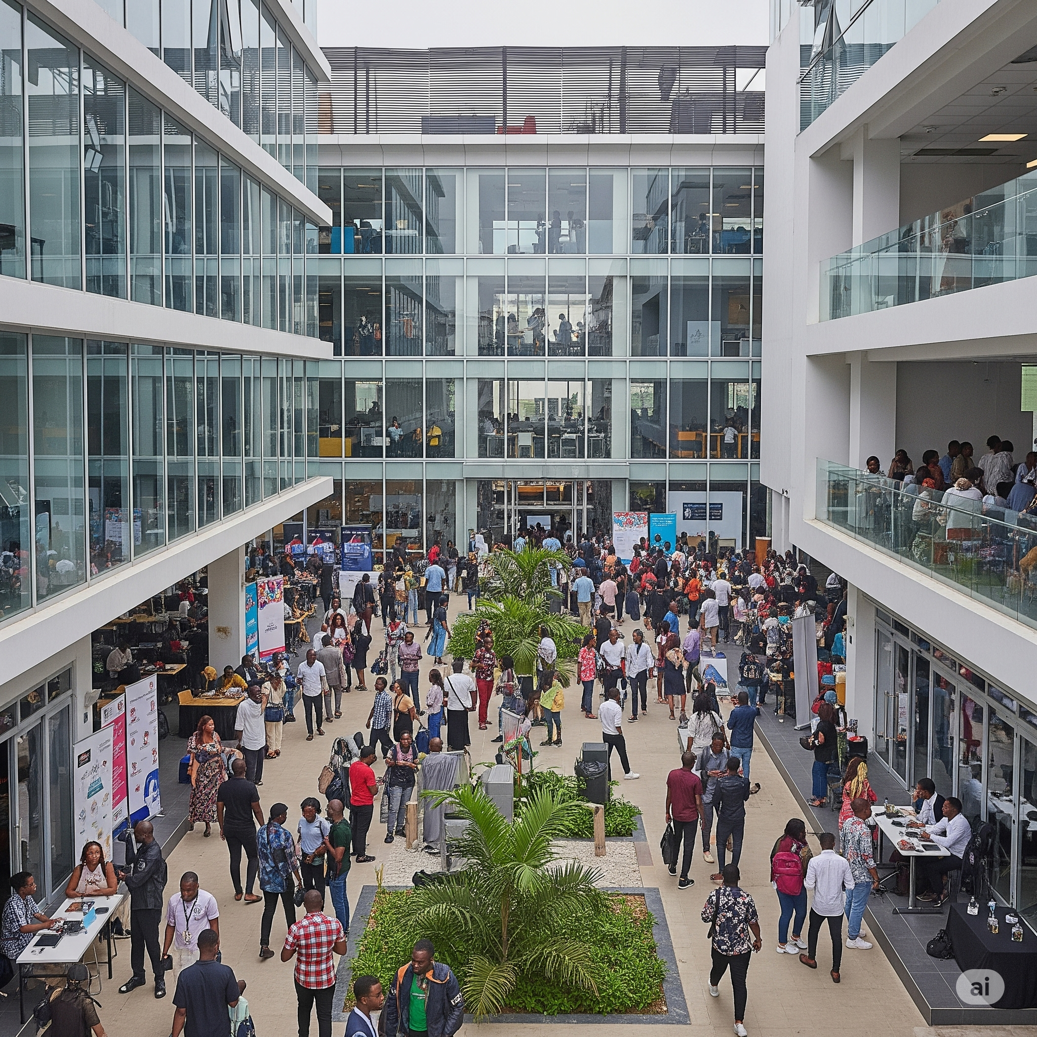 people are gathered round on a campus