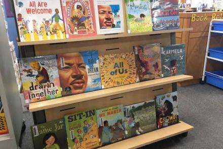 Books on the bookshelves