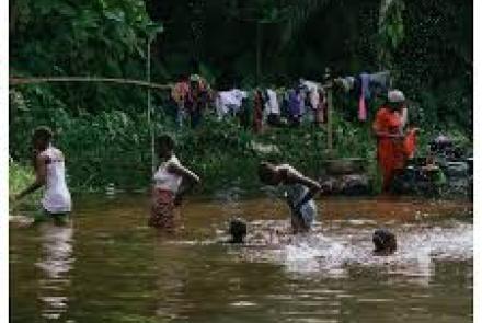 Children playing in a river